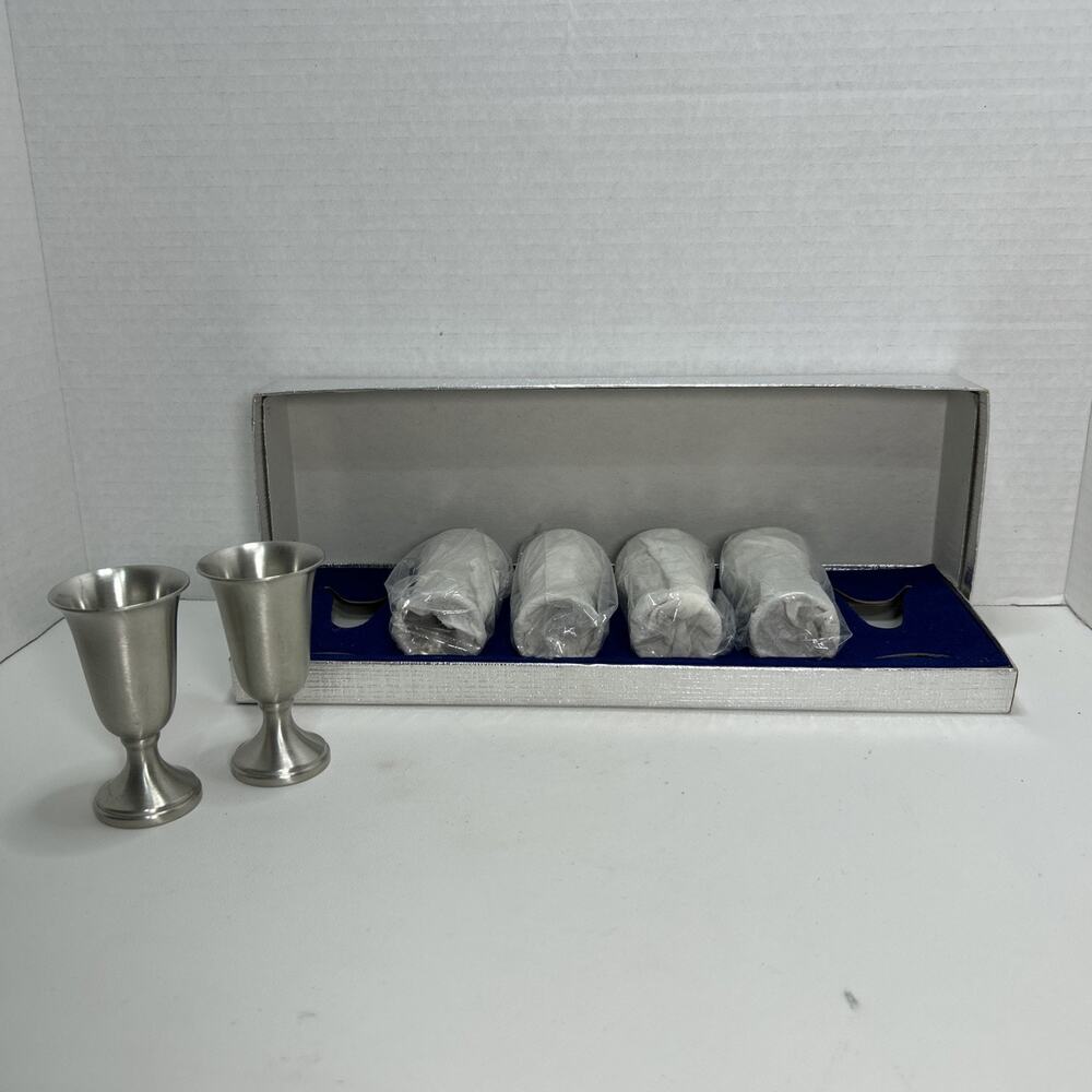WEB Pewter 3" Cordial Liqueur Glasses # 1148 Set Of 6 In Box Shot Glasses